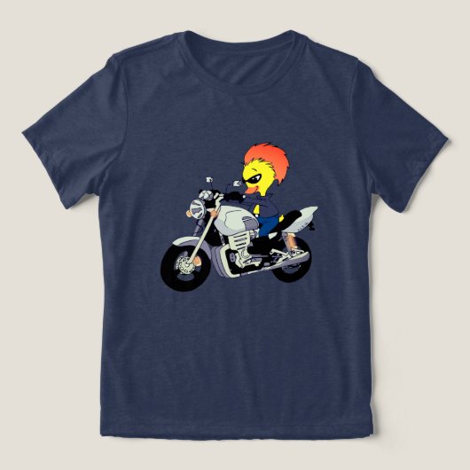 Cool Duck Riding a Motorcycle Tri-Blend Shirt (Design voorkant)