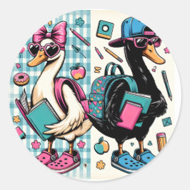 Cool Ducks terug naar school Ronde Sticker