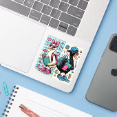 Cool Ducks terug naar school Sticker (Laptop met iPhone)
