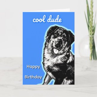 Cool Dude Australian Shephard Folded Greeting Card Kaart