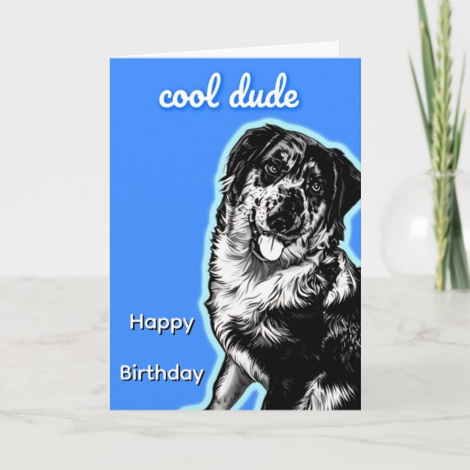 Cool Dude Australian Shephard Folded Greeting Card Kaart (Voorkant)