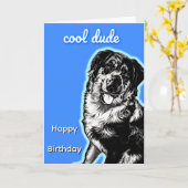 Cool Dude Australian Shephard Folded Greeting Card Kaart (Gele Bloem)