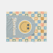 Cool Dude Boys Retro Geruite 70s Face Fleece Deken (Voorkant (Horizontaal))