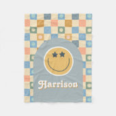 Cool Dude Boys Retro Geruite 70s Face Fleece Deken (Voorkant)