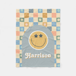 Cool Dude Boys Retro Geruite 70s Face Fleece Deken