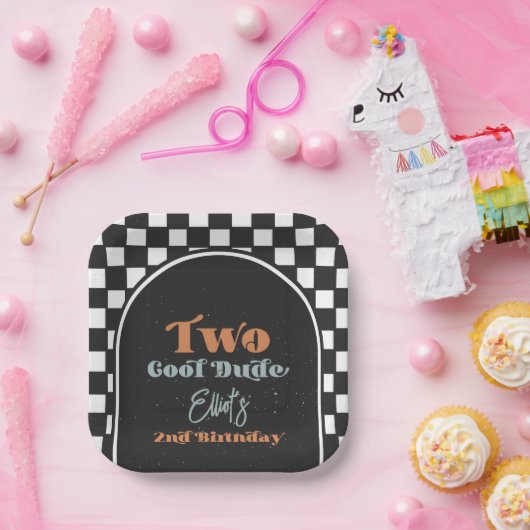 Cool Dude Check Party Borden Papieren Bordje (Feest)