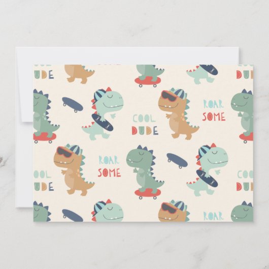 Cool Dude Dinosaurus Jongens Verjaardagsfeest Kaart (Achterkant)