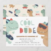 Cool Dude Dinosaurus Jongens Verjaardagsfeest Kaart (Voorkant / Achterkant)