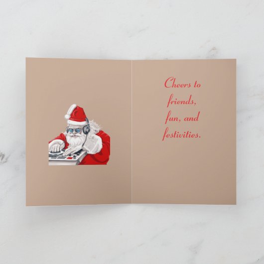 Cool Dude Old Skool Eighties Christmas DJ  Kaart (Binnen)