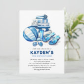 Cool Dude Pool Party Boy Birthday Bash Kaart (Staand voorkant)