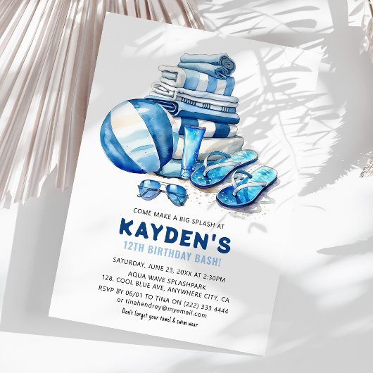 Cool Dude Pool Party Boy Birthday Bash Kaart