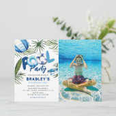 Cool Dude Pool Party Boy Foto Verjaardag Kaart (Staand voorkant)