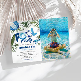 Cool Dude Pool Party Boy Foto Verjaardag Kaart