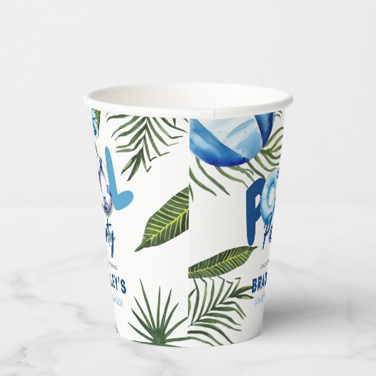 Cool Dude Pool Party Boy Verjaardag Papieren Bekers (Rechts)