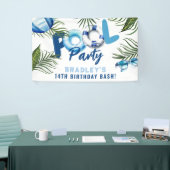 Cool Dude Pool Party Boy Verjaardag Spandoek (Beurs)