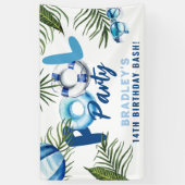 Cool Dude Pool Party Boy Verjaardag Spandoek (Verticaal)