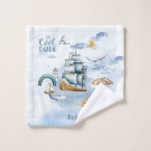 Cool Dude Ship in the Ocean  Bad Handdoek (Wasdoekje)