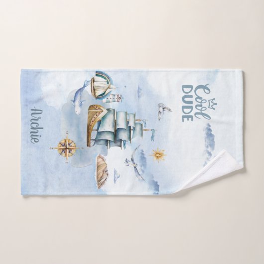 Cool Dude Ship in the Ocean  Bad Handdoek (Handdoek)