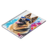 Cool Duitse Herder Dragen Zonnebril Splash Art Notitieboek (Linkerzijde)