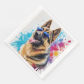Cool Duitse Herder Dragen Zonnebril Splash Art Servet (Hoek)