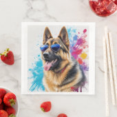 Cool Duitse Herder Dragen Zonnebril Splash Art Servet (Insitu)