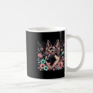 Cool Duitse Herder Hond Floral Art Style Kerstmis Koffiemok