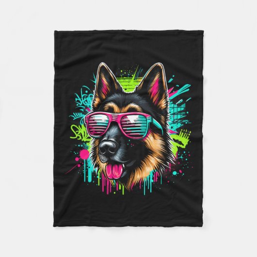 Cool Duitse Herder hond Graffiti Art Style Christ Fleece Deken (Voorkant)