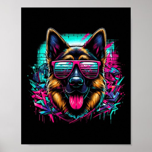 Cool Duitse Herder hond Graffiti Art Style Christ Poster (Voorkant)