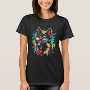 Cool Duitse Herder hond Graffiti Art Style Christ T-shirt