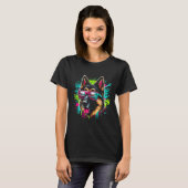 Cool Duitse Herder hond Graffiti Art Style Christ T-shirt (Voorkant volledig)