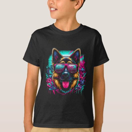 Cool Duitse Herder hond Graffiti Art Style Christ T-shirt (Voorkant)