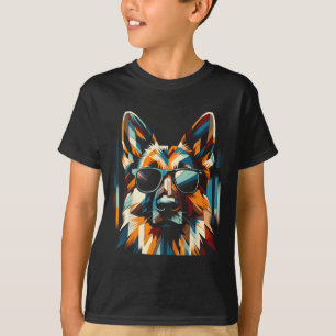 Cool Duitse herder hond kubisme kunst stijl Kerstm T-shirt