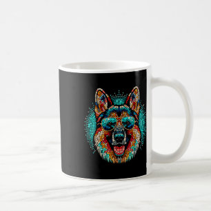 Cool Duitse Herder Hond Mozaïek Art Style Kerstmis Koffiemok
