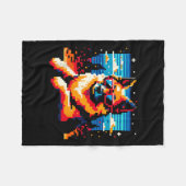 Cool Duitse Herder Hond Pixel Art Style Kerstmis Fleece Deken (Voorkant (Horizontaal))