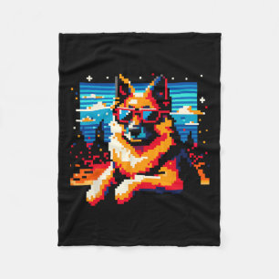 Cool Duitse Herder Hond Pixel Art Style Kerstmis Fleece Deken