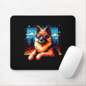 Cool Duitse Herder Hond Pixel Art Style Kerstmis Muismat (Met muis)