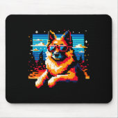 Cool Duitse Herder Hond Pixel Art Style Kerstmis Muismat (Voorkant)