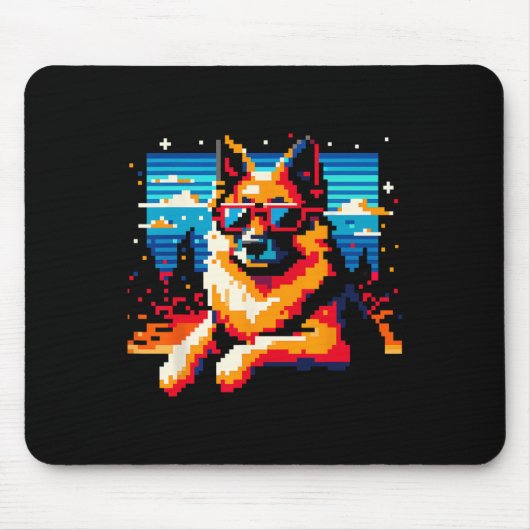 Cool Duitse Herder Hond Pixel Art Style Kerstmis Muismat (Voorkant)