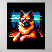 Cool Duitse Herder Hond Pixel Art Style Kerstmis Poster (Voorkant)