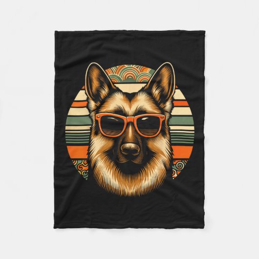 Cool Duitse Herder Hond Retro Art Style Kerstmis Fleece Deken (Voorkant)