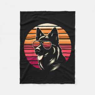 Cool Duitse Herder hond Retro Sunset Art Style CH Fleece Deken