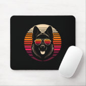 Cool Duitse Herder hond Retro Sunset Art Style CH Muismat (Met muis)