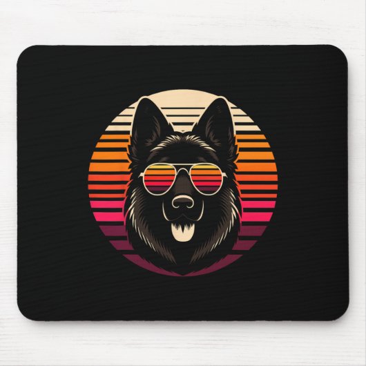 Cool Duitse Herder hond Retro Sunset Art Style CH Muismat (Voorkant)