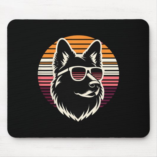 Cool Duitse Herder hond Retro Sunset Art Style CH Muismat (Voorkant)
