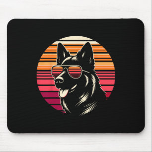 Cool Duitse Herder hond Retro Sunset Art Style CH Muismat
