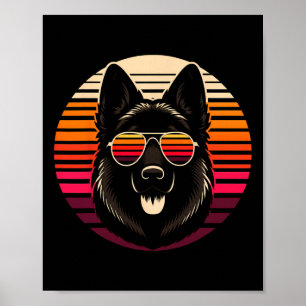 Cool Duitse Herder hond Retro Sunset Art Style CH Poster