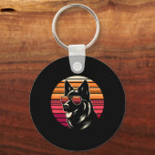 Cool Duitse Herder hond Retro Sunset Art Style CH Sleutelhanger (Voorkant)