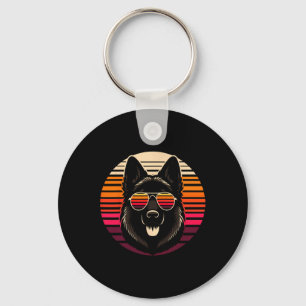 Cool Duitse Herder hond Retro Sunset Art Style CH Sleutelhanger