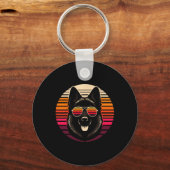 Cool Duitse Herder hond Retro Sunset Art Style CH Sleutelhanger (Voorkant)