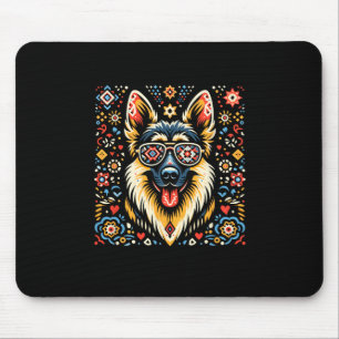 Cool Duitse Herder Hond Volkskunst Stijl Kerstmis Muismat